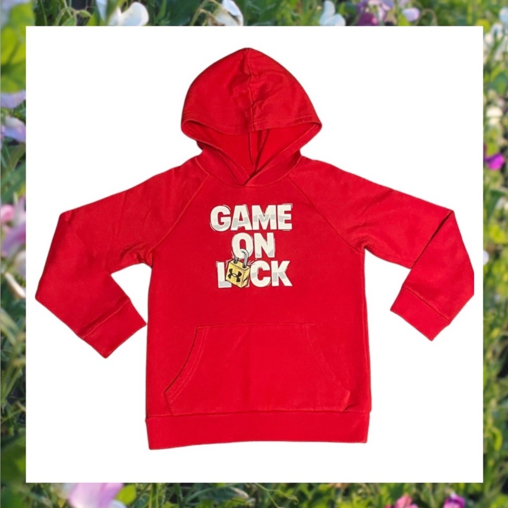 UNDER ARMOUR Boy's Red Graphic Hoodie. Size Small.